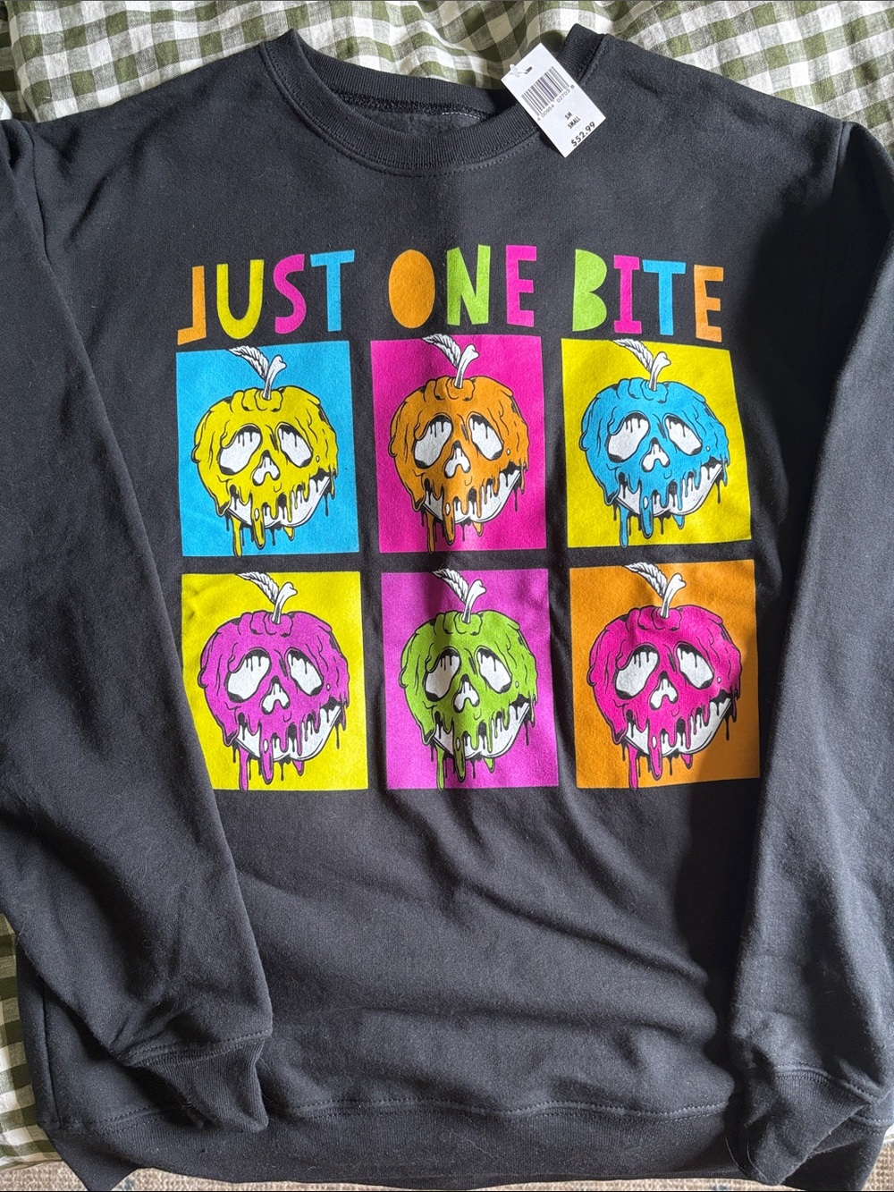 Disney Black Sweatshirt with Colorful Melting Apple Graphic